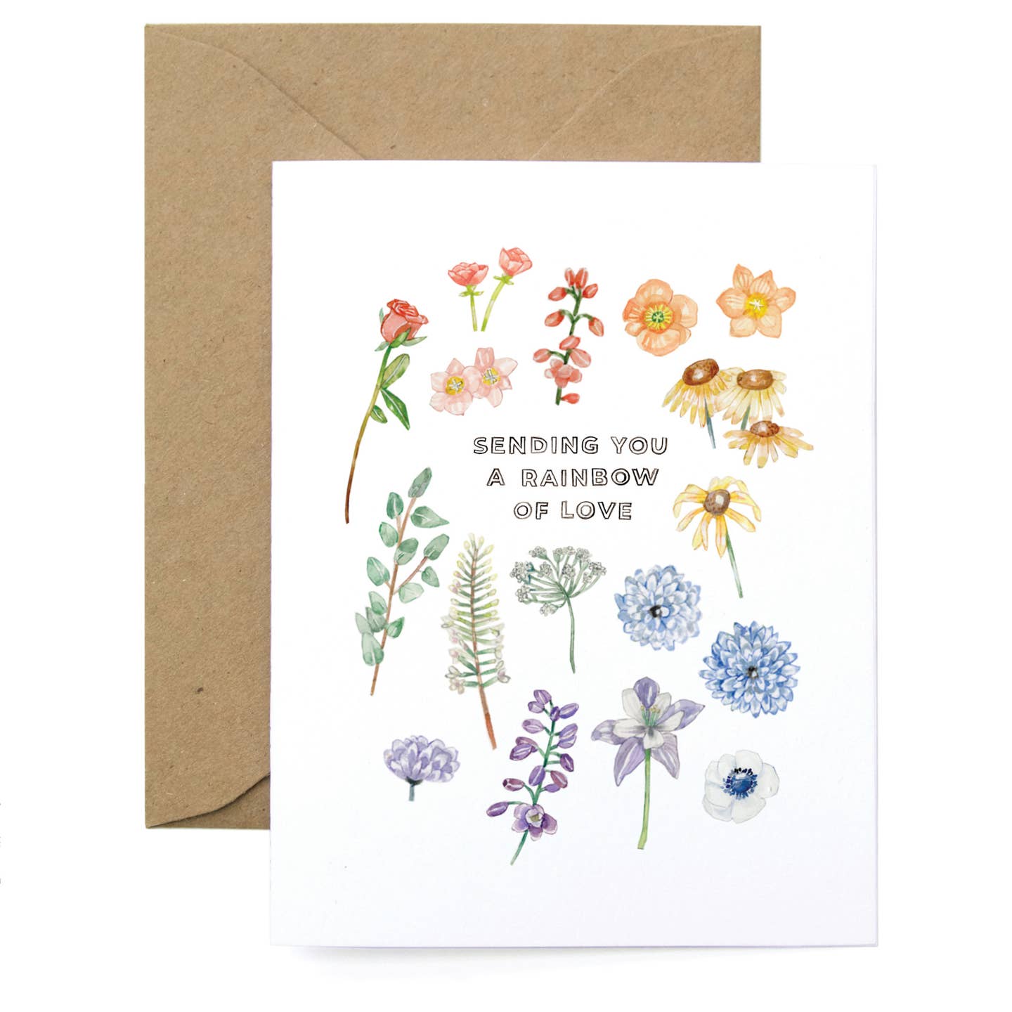 Sending You a Rainbow of Love Flowers Card