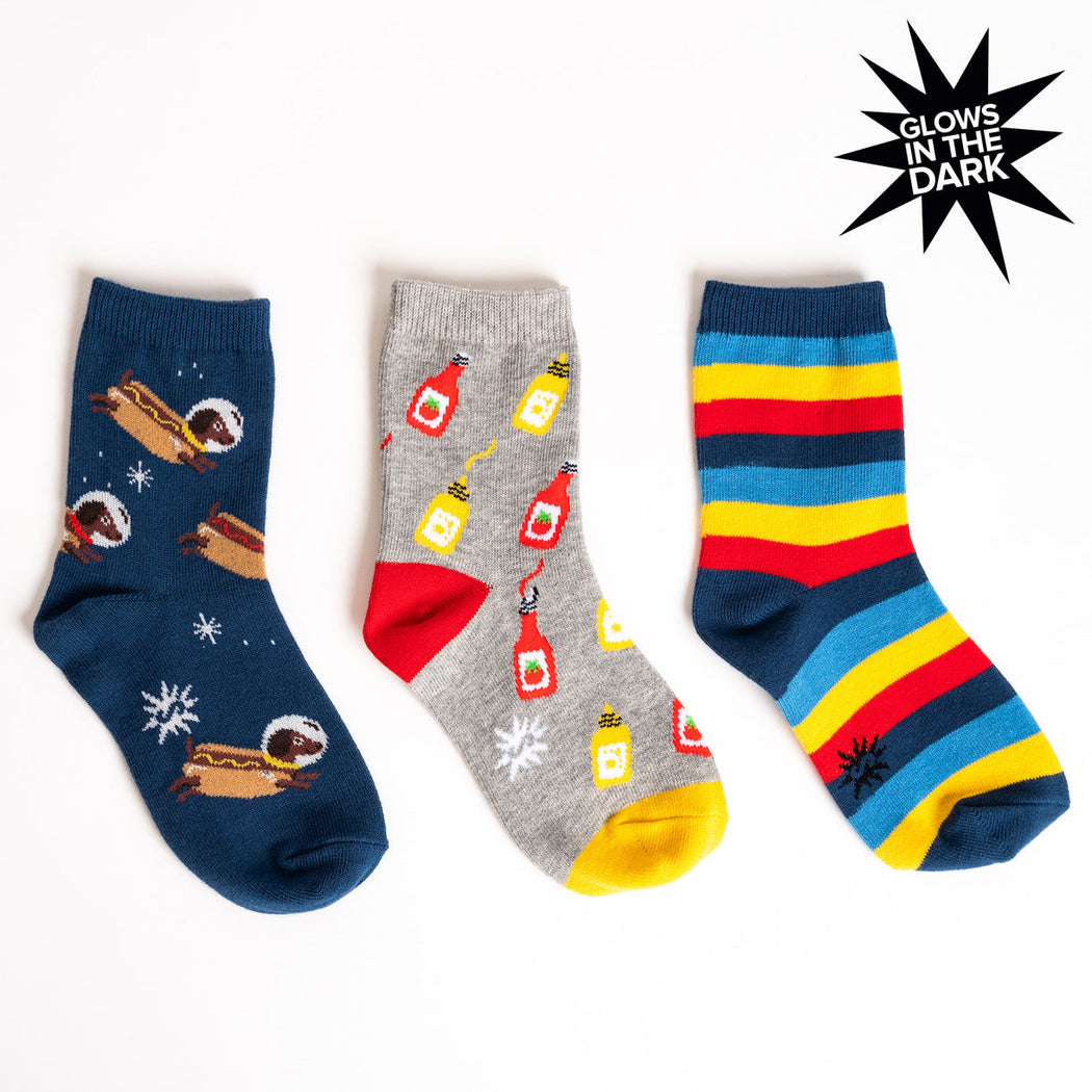Weiner Dogs, In Space Junior Crew Pack of Socks