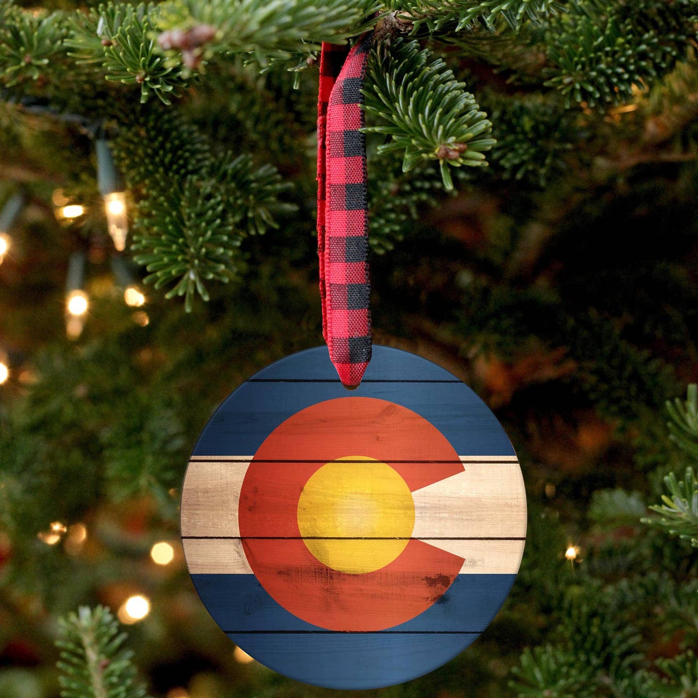 Colorado Flag Round Porcelain Ornament