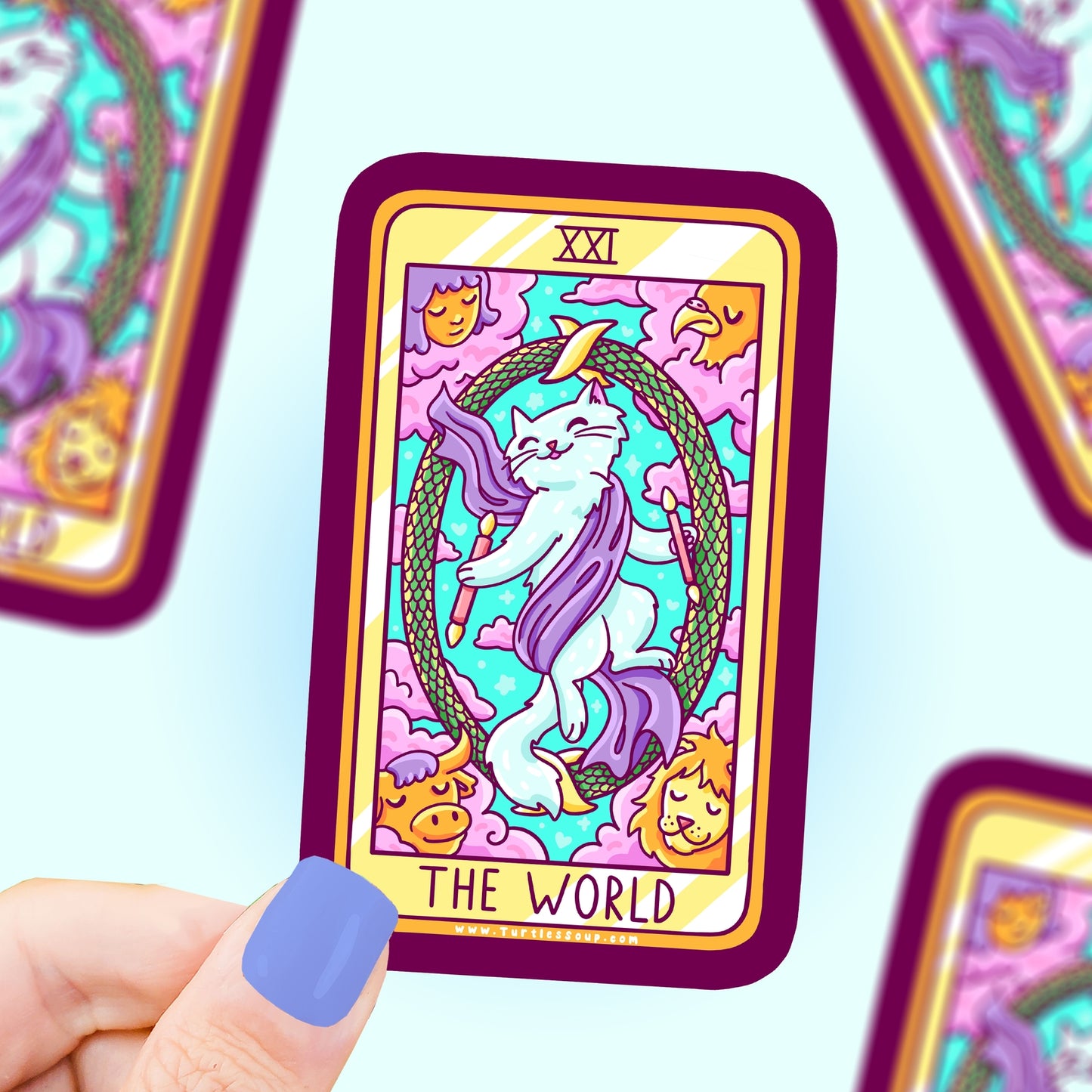 The World Cat Tarot Card Vinyl Sticker