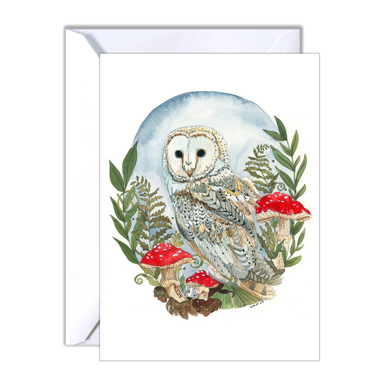 Barn Owl Mushrooms Blank Card