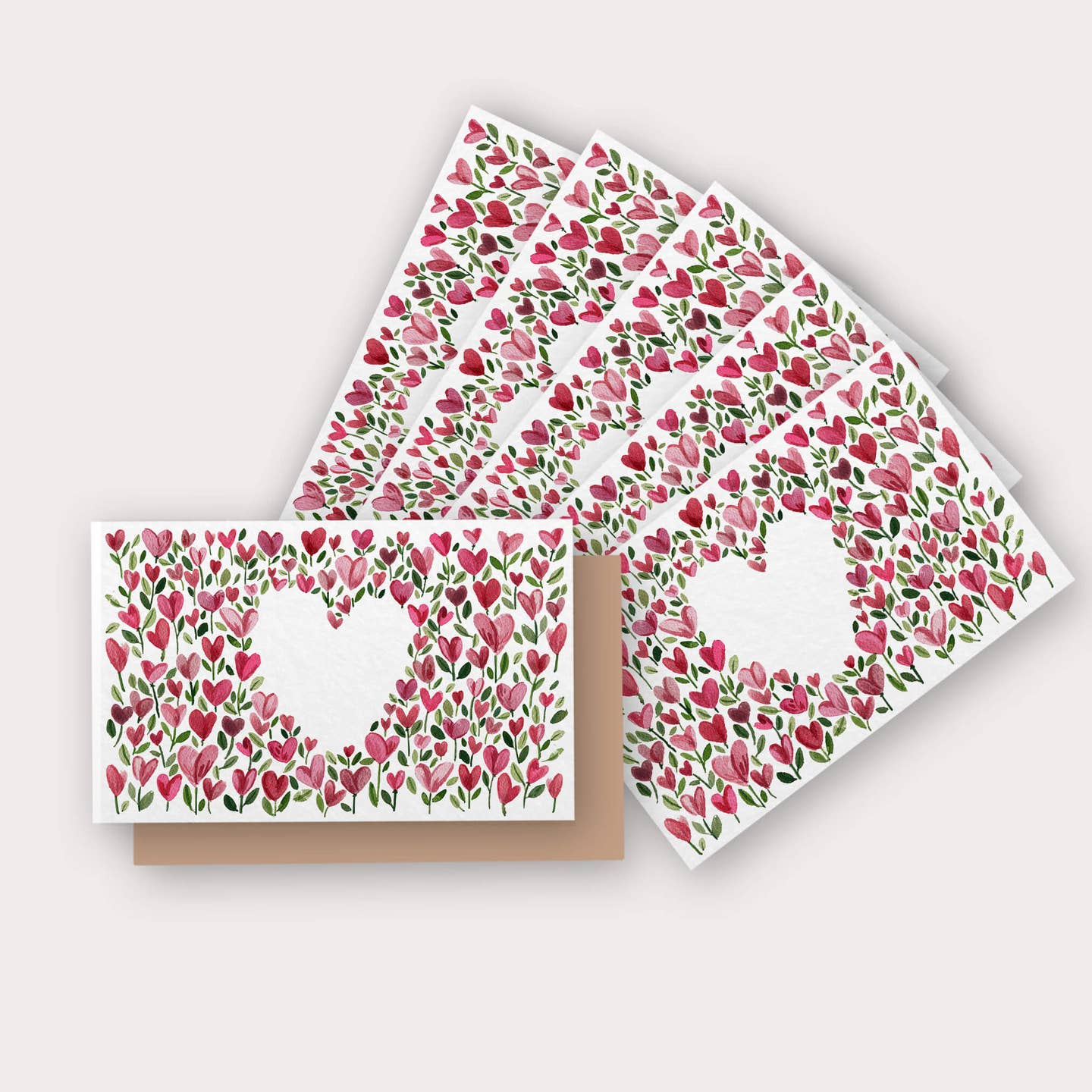 Heart Flowers Mini Blank Cards