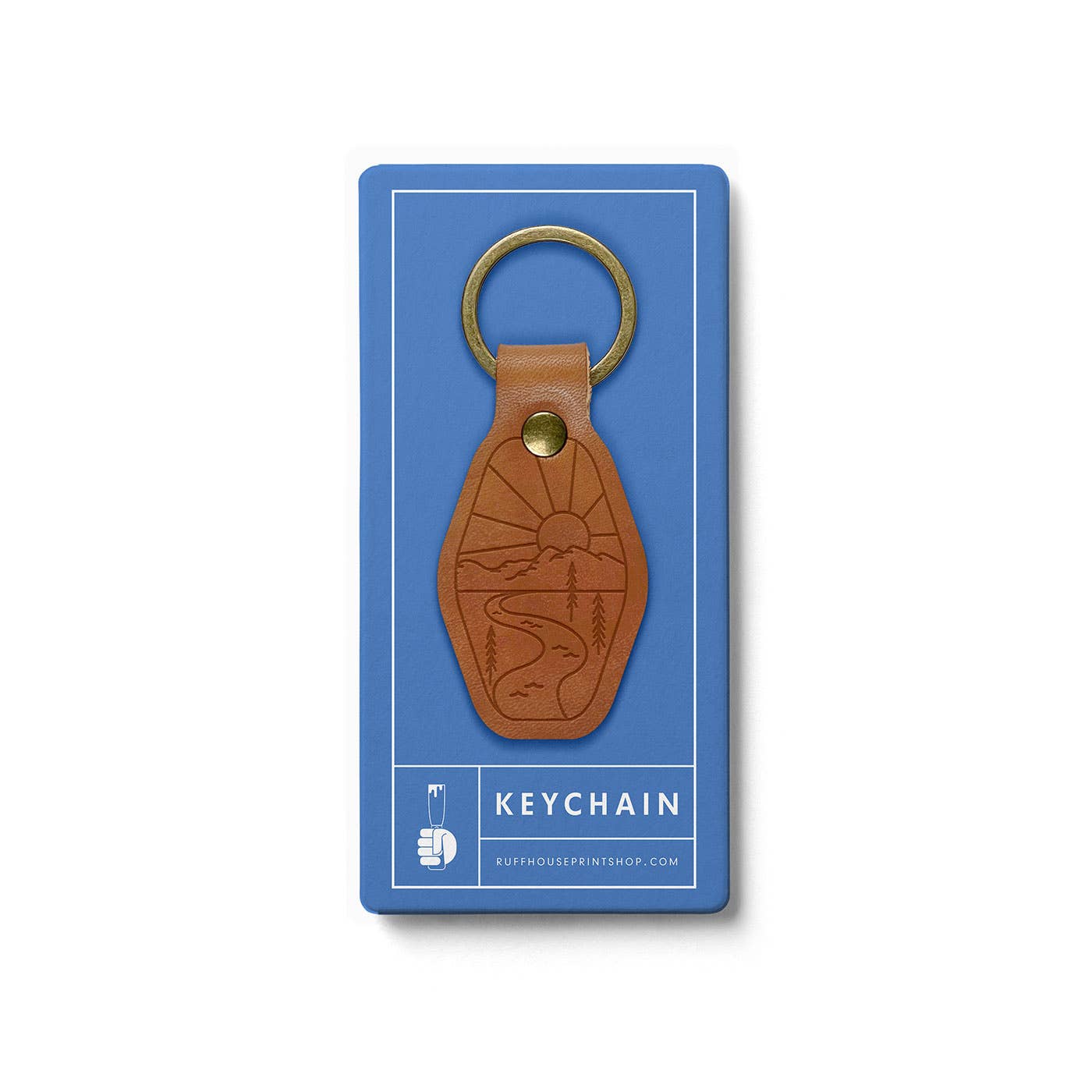 Mountain Adventure Leather Keychain