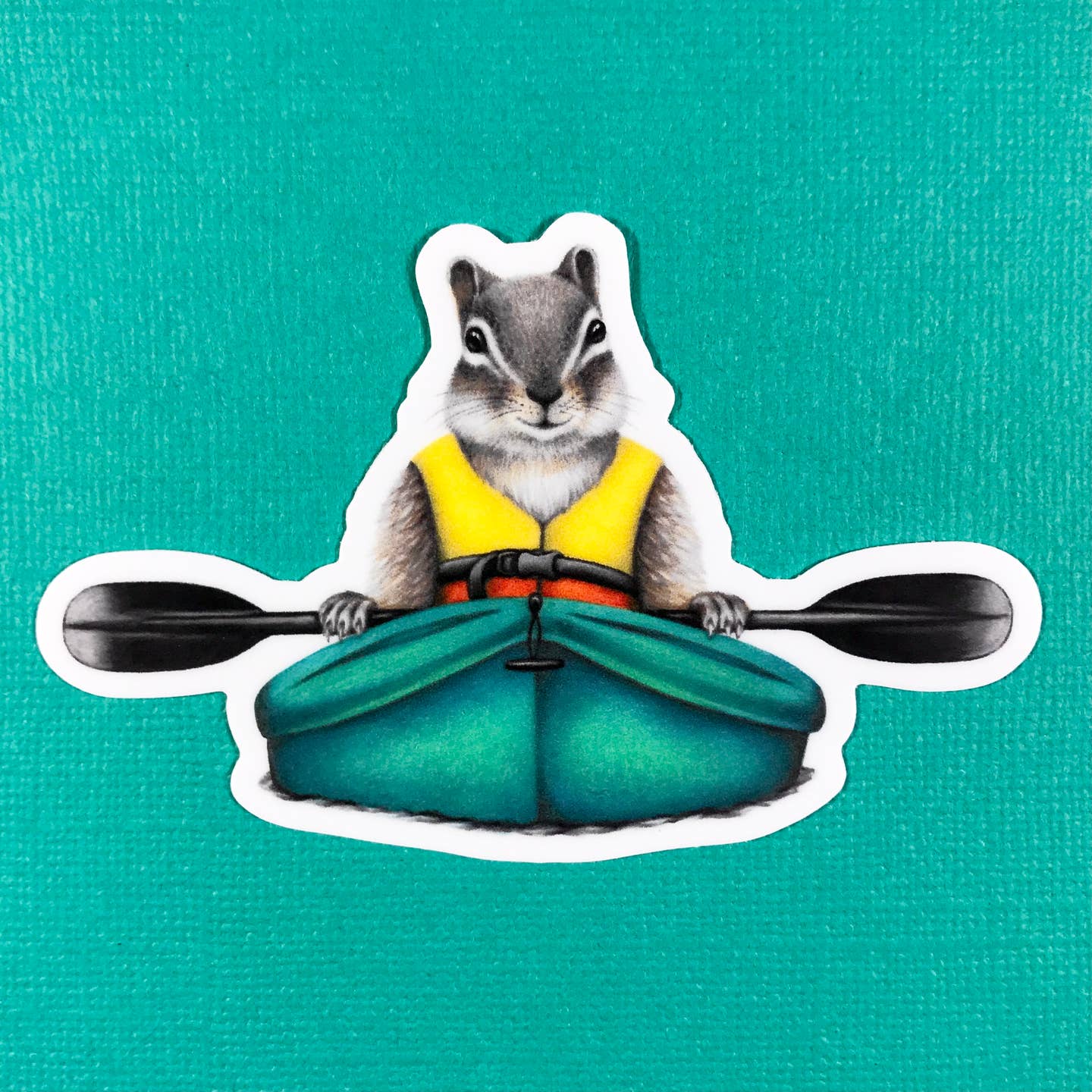 Chipmunk in Kayak Sticker