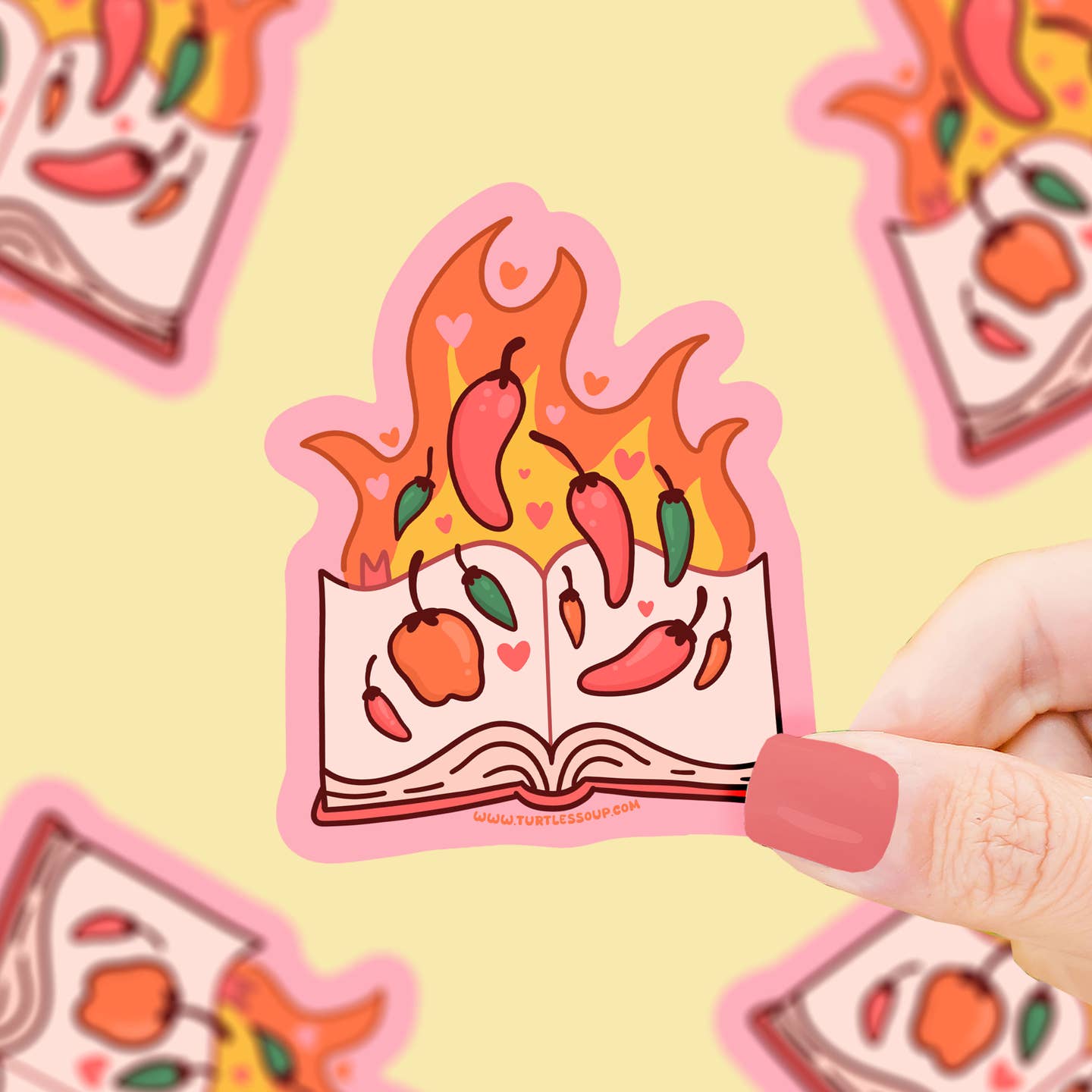 Flaming Hot Romance Chili Pepper Book Vinyl Sticker