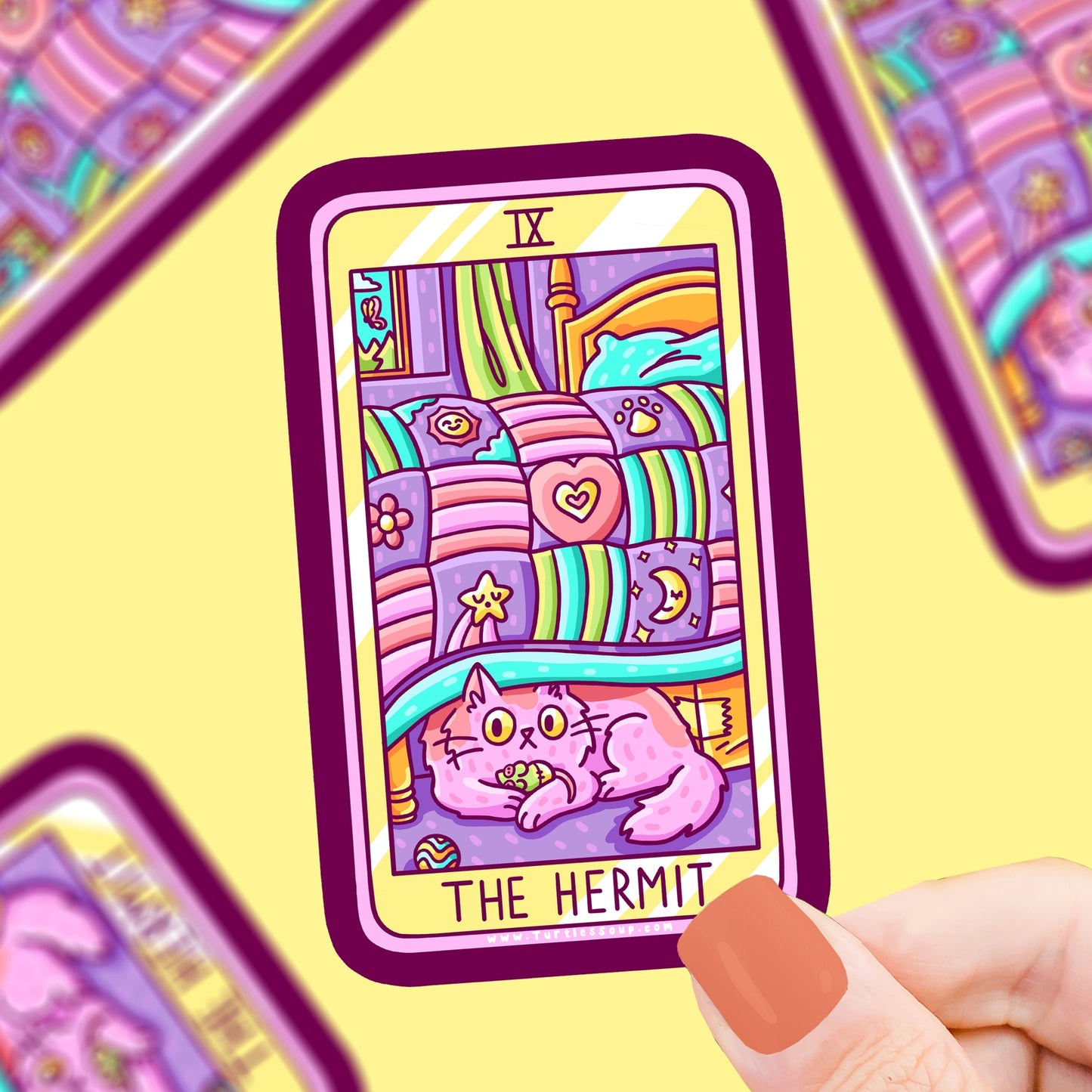 The Hermit Cat Tarot Card Vinyl Sticker