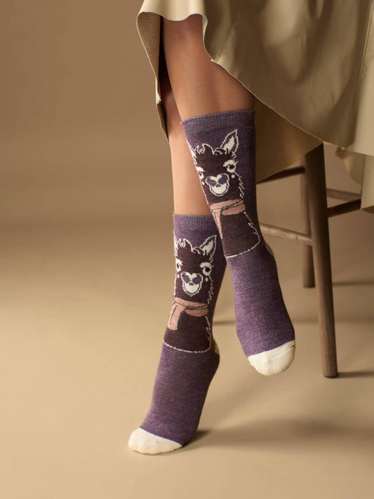 Llama Face Light Cushion Socks