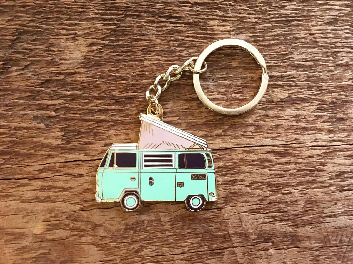 Camper Van Enamel Keychain
