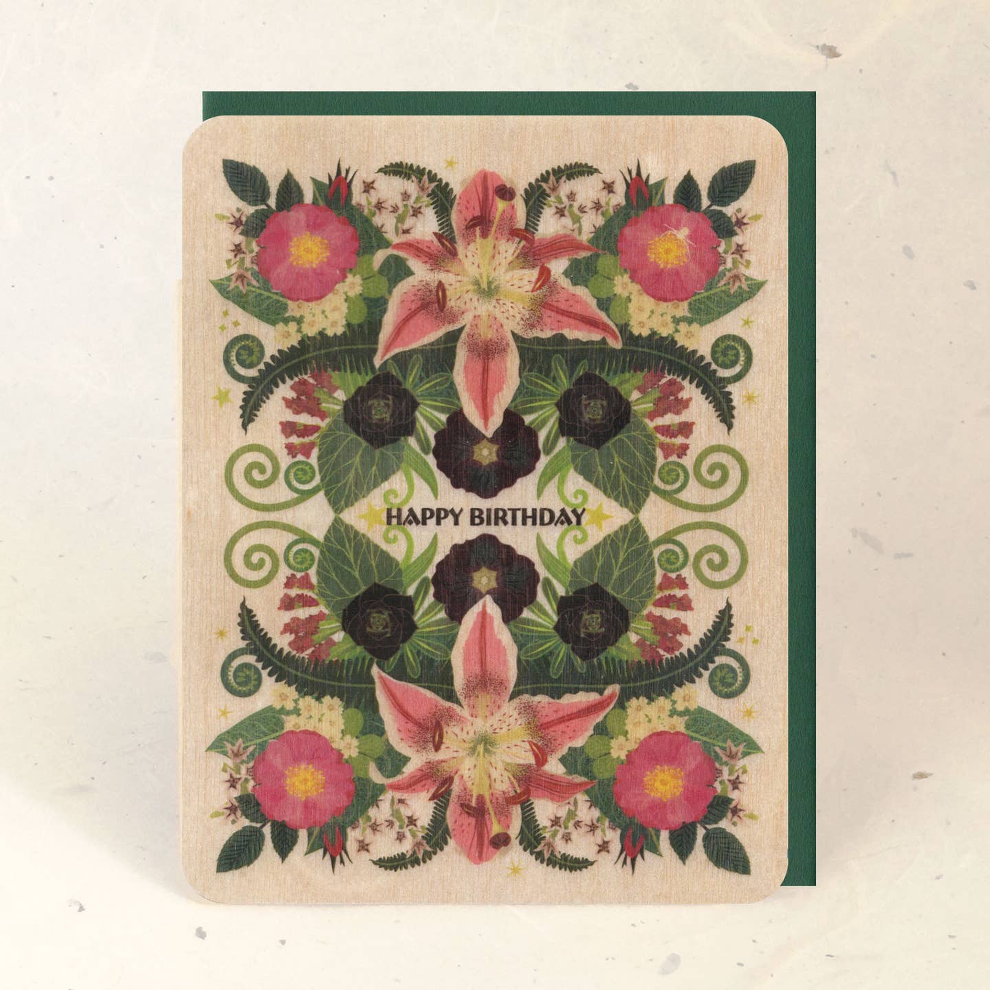 Birthday Stargazer Lily Wood Card