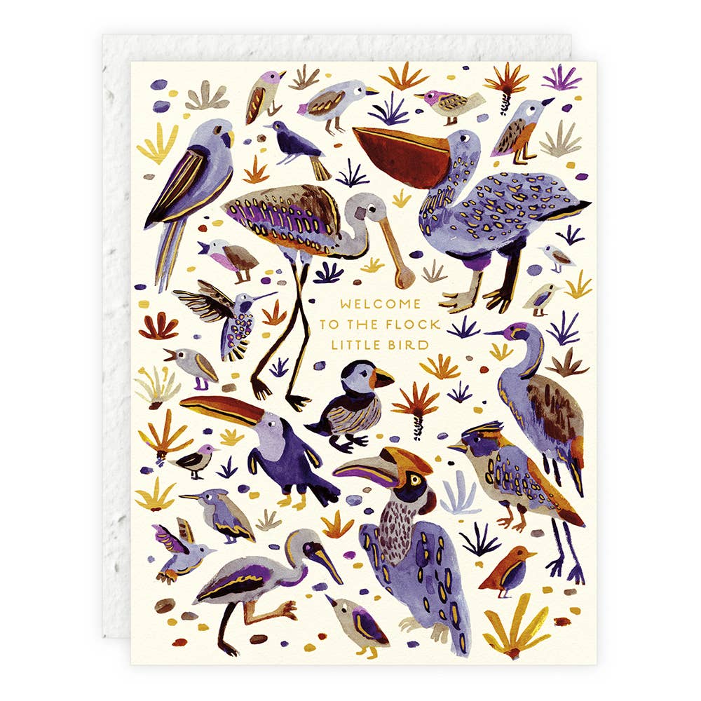 Flock Little Bird Baby Card