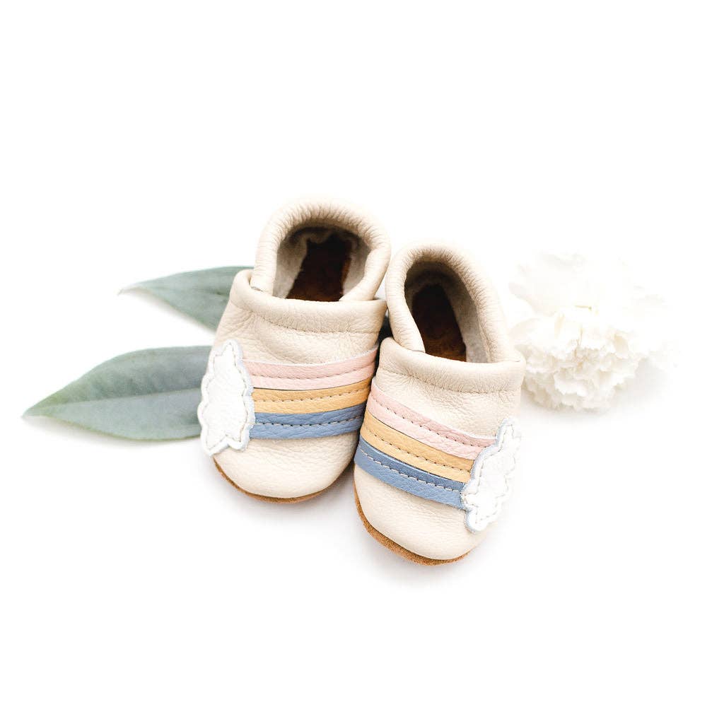 Rainbow Cream Leather Moccasins