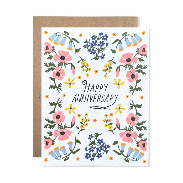 Happy Anniversary Bluebells Floral Card