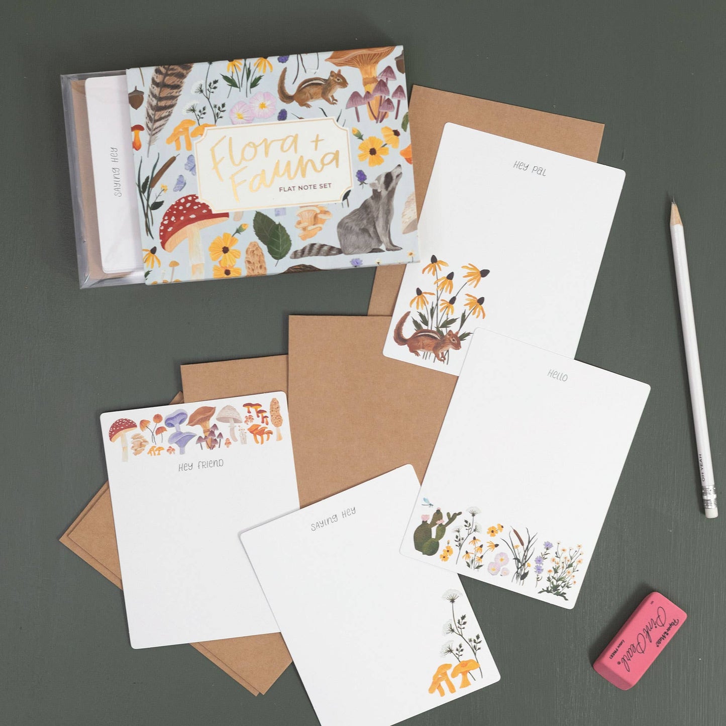 Flora & Fauna Flat Note Social Stationery Set