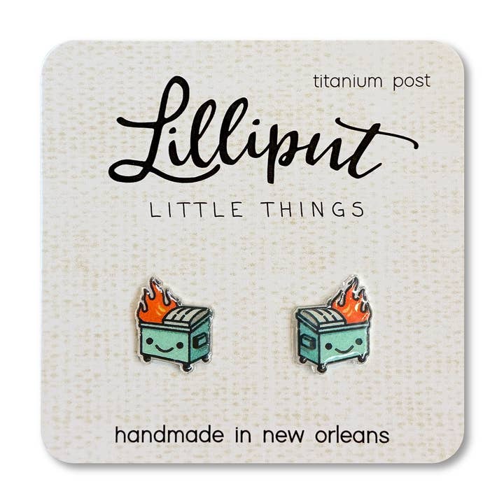 Kawaii Dumpster Fire Earrings