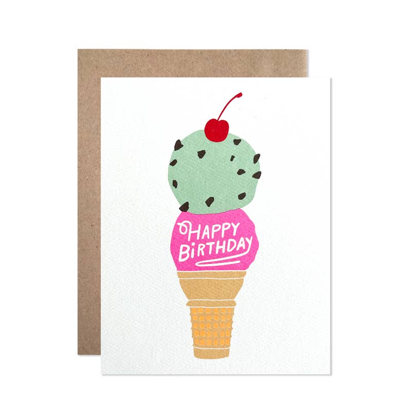 Ice Cream Cone Happiest Birthday Card
