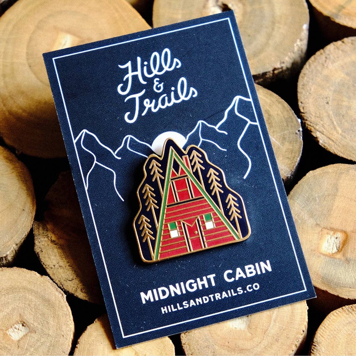 Midnight Cabin Enamel Pin