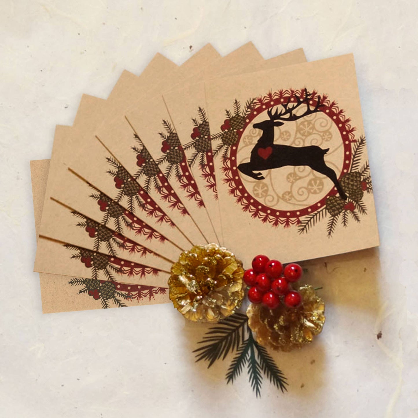 Reindeer Leaping Holiday Card Box Set