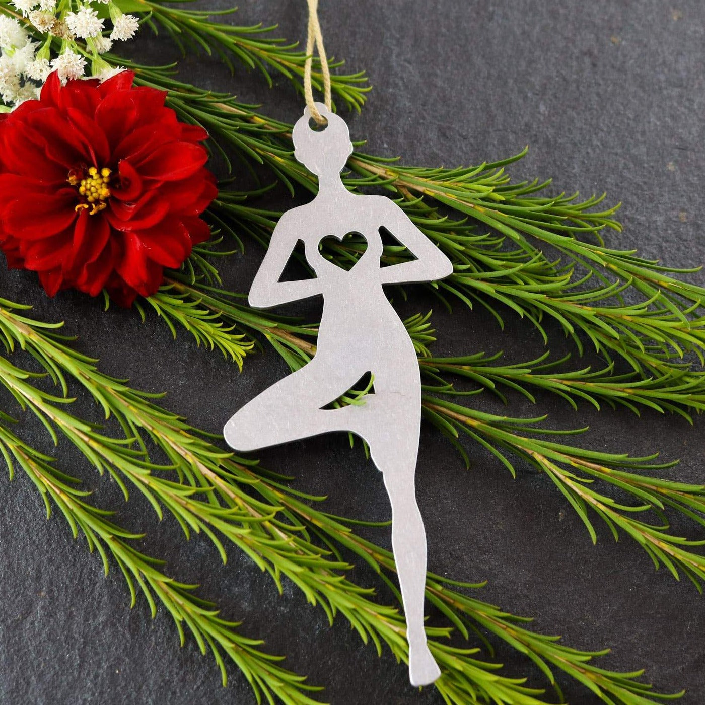 Yoga Tree Pose Metal Ornament