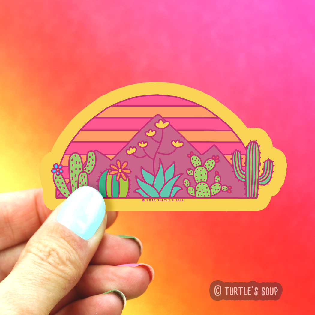 Desert Sunset Cactus Vinyl Sticker