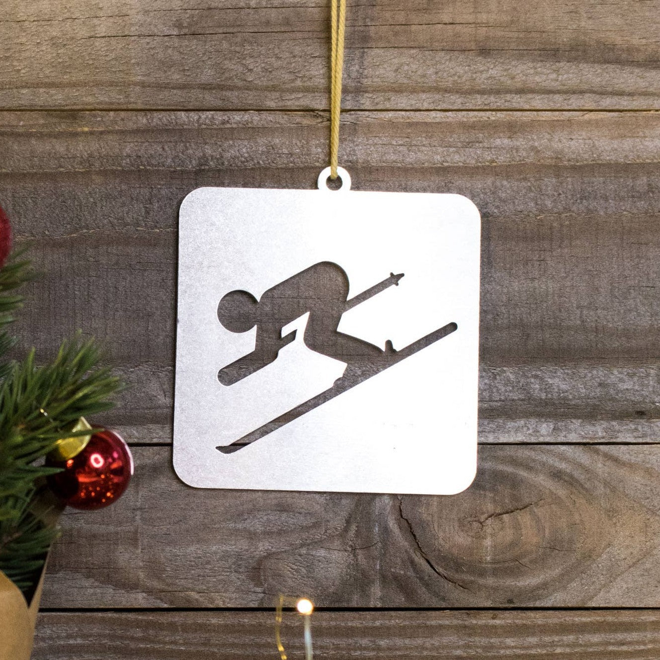 Downhill Skier Metal Ornament