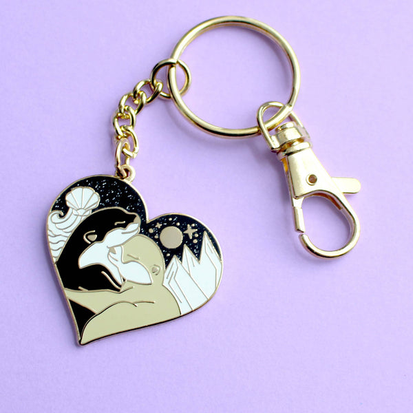 Heart Otters Keychain