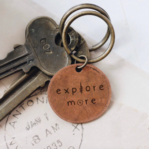 Explore more traveling penny stamped keychain
