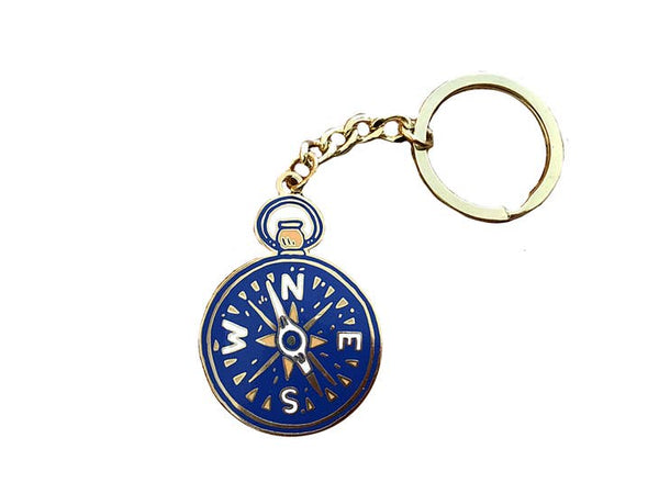 Navy Compass Enamel Keychain