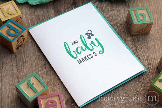 Baby Makes 3, New Parents Congratulations Card