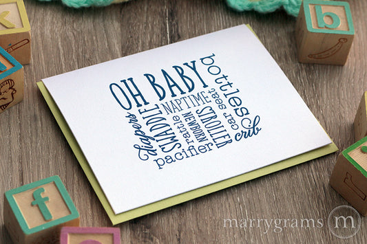 Baby Words, New Baby Congratulations Card