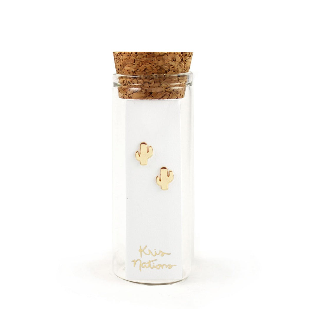 Cactus Gold Stud Earrings