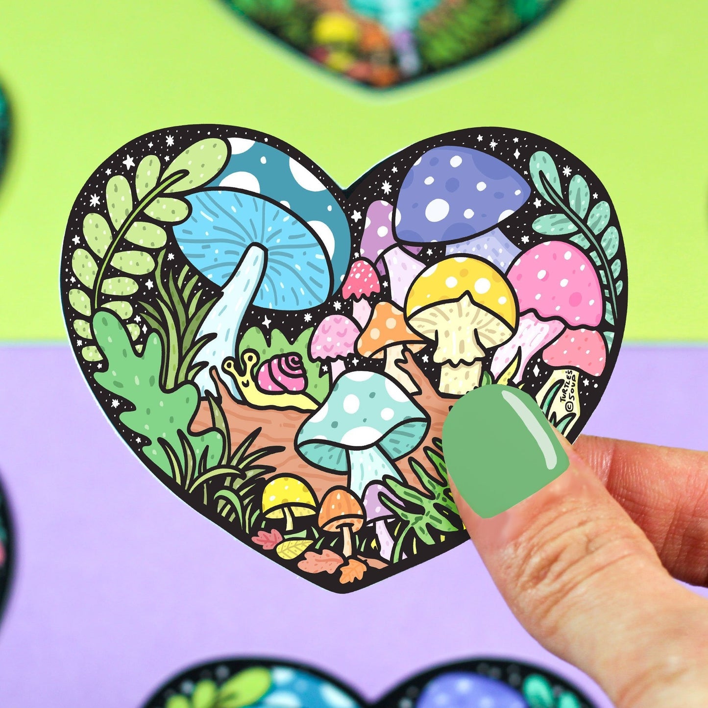 Forest Mushroom Heart Vinyl Sticker