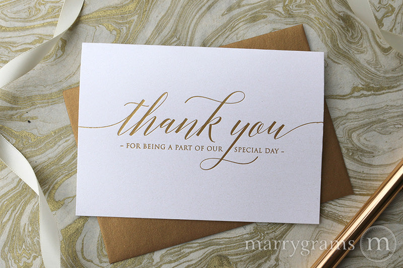 Gold Foil Special Day Wedding Thank You Card Delicate Style