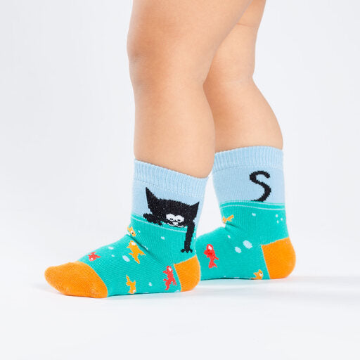 Gone Fishing Cat Toddler Crew Socks