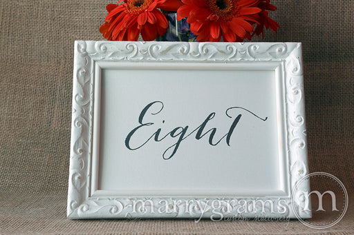 Wedding Table Number Signs Handwritten Style