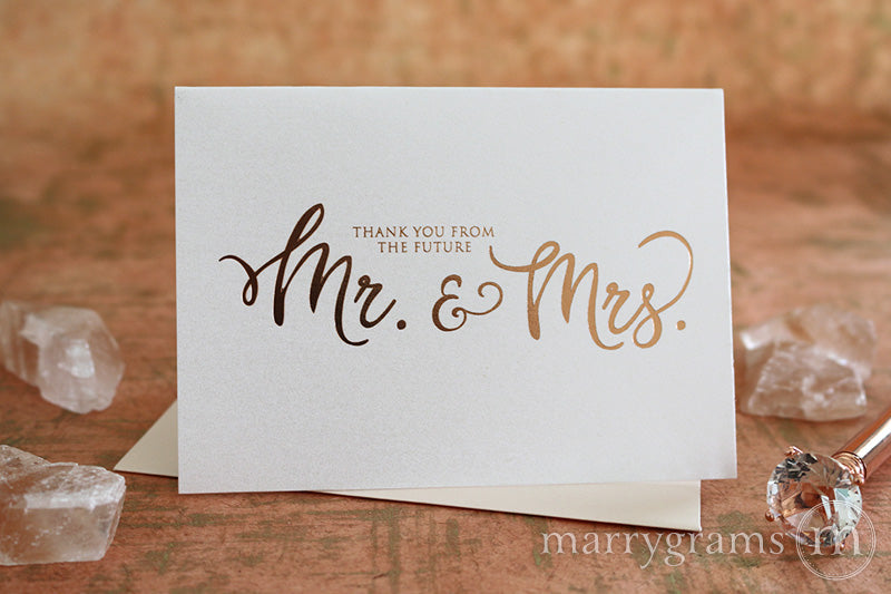 Rose Gold Foil Future Mr. & Mrs. Thank You Cards