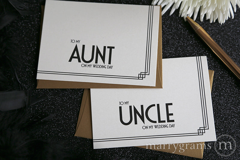 To My Family aunt and uncle Wedding Day Card Deco Style