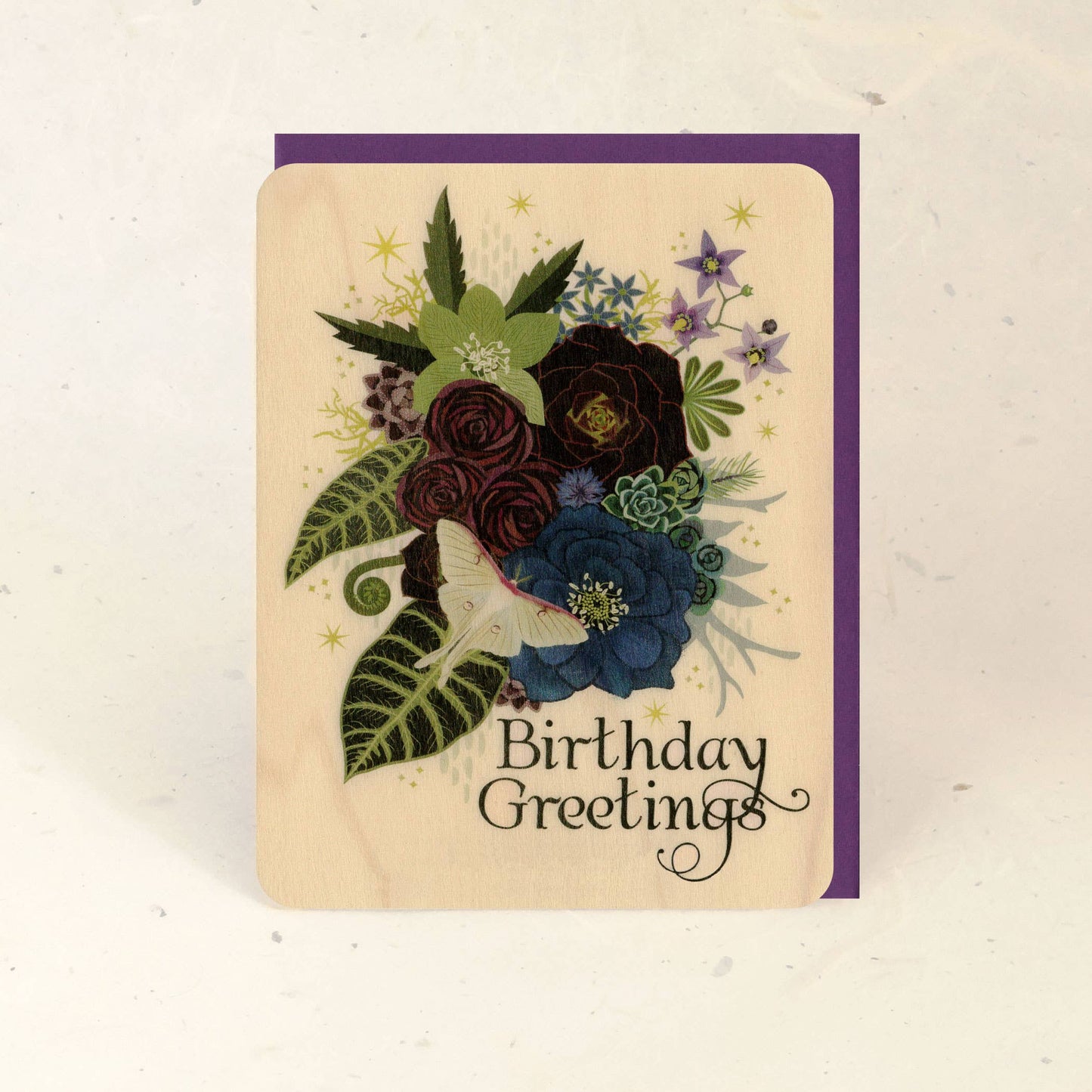 Birthday Greetings Luna Wood Card