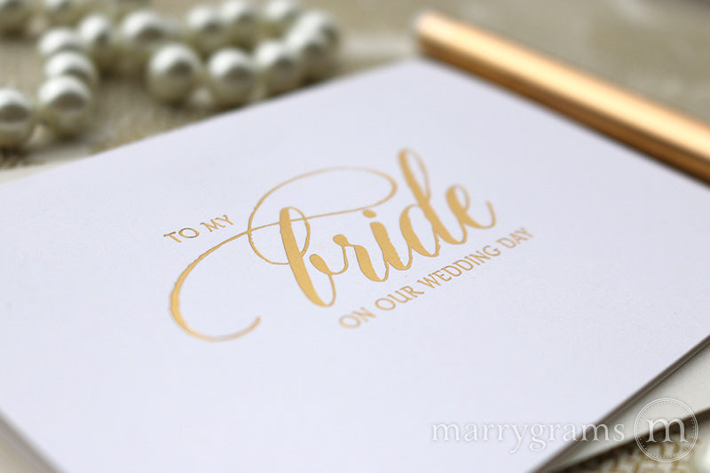Gold Foil Groom on Our Wedding Day Card