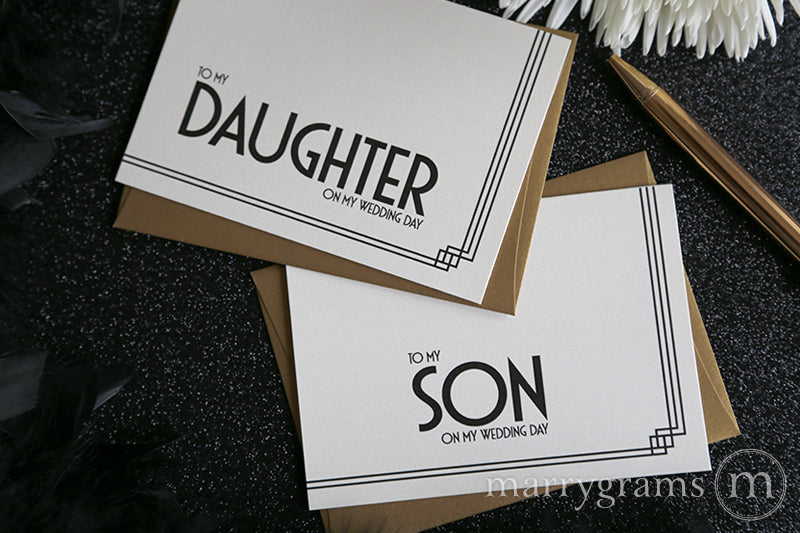To My Family son and daughter Wedding Day Card Deco Style