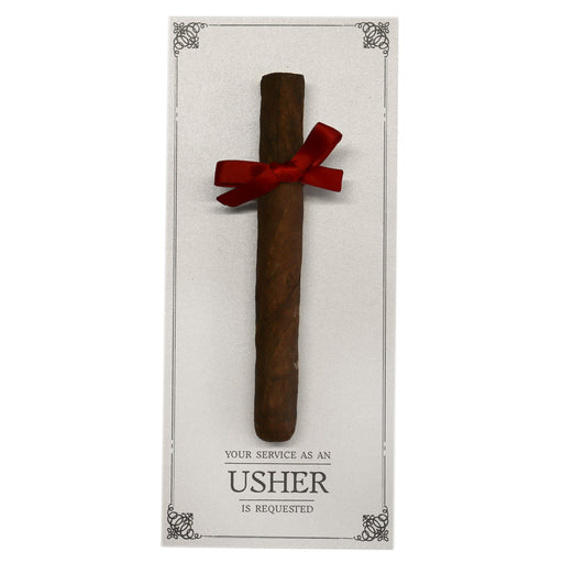 Your Service is Requested as an Usher Cigar Cards Created by Marrygrams for Groomsmen, Best Man, Usher & Wedding Party