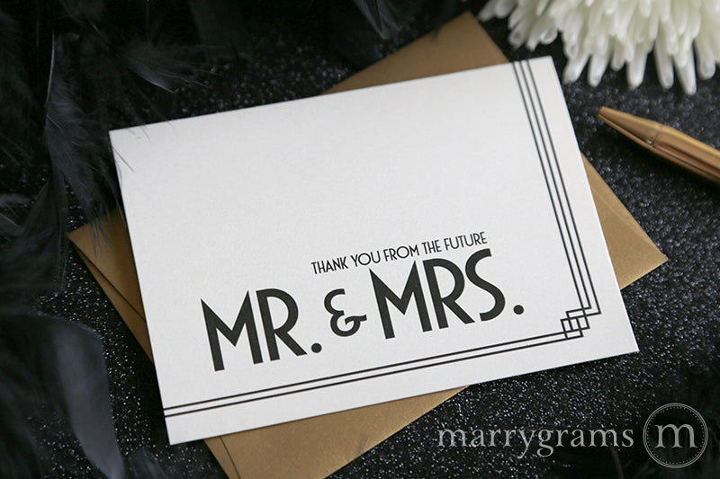 Thank You from the Future Mr. & Mrs. Cards Deco Style