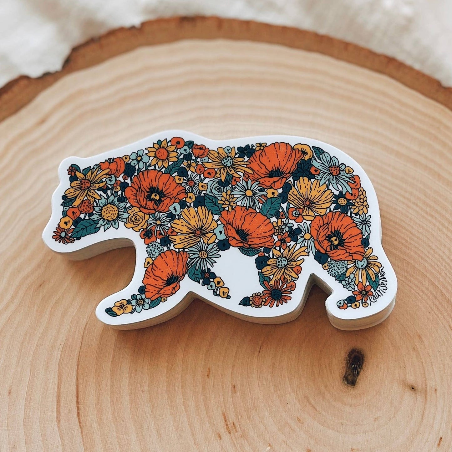 Floral Bear Vinyl Sticker
