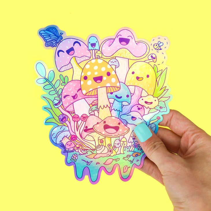 Jumbo Holographic Psychedelic Mushroom Vinyl Sticker