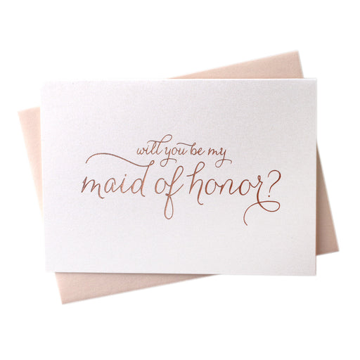 Rose Gold Foil Will You Be My Bridesmaid proposal wedding Cards maid of honor