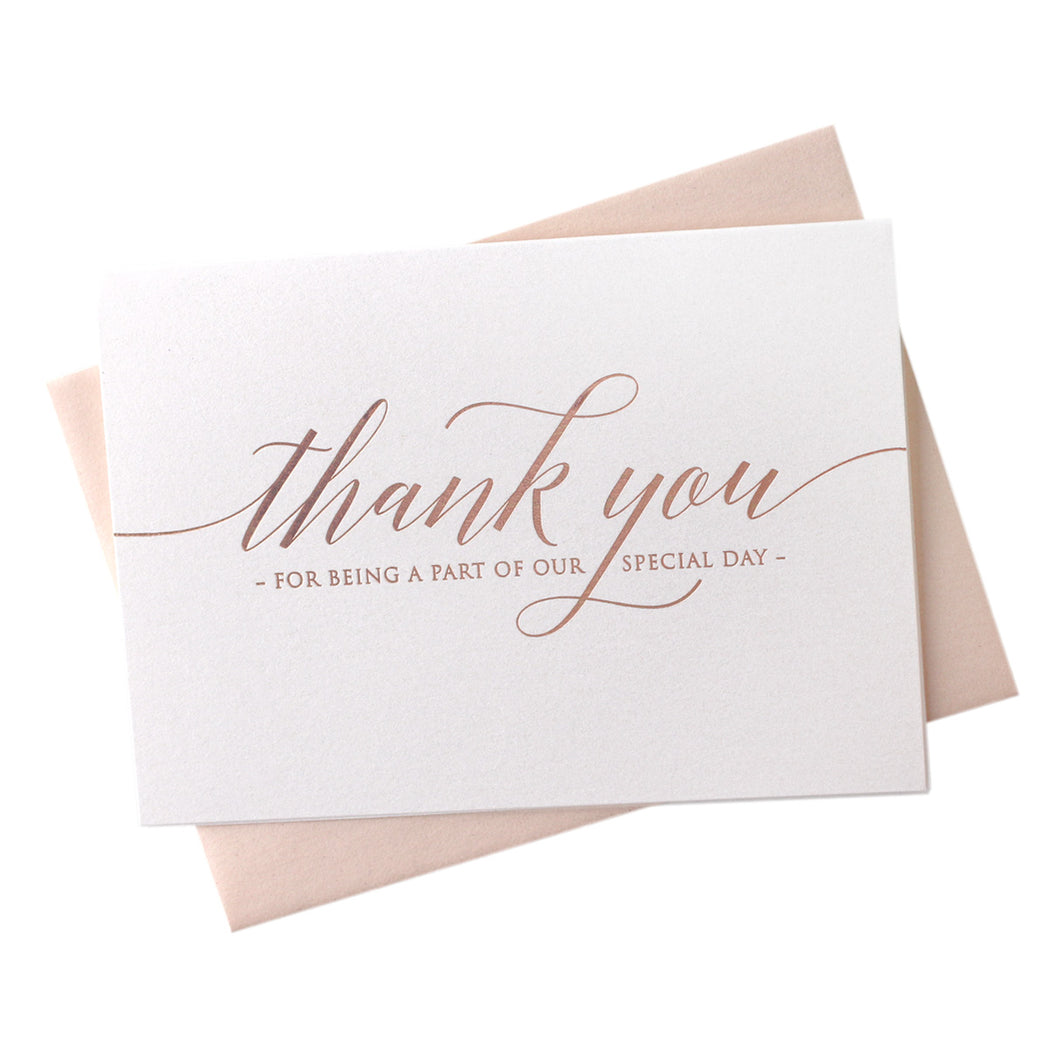 Rose Gold Foil Special Day Wedding Thank You Card Delicate Style