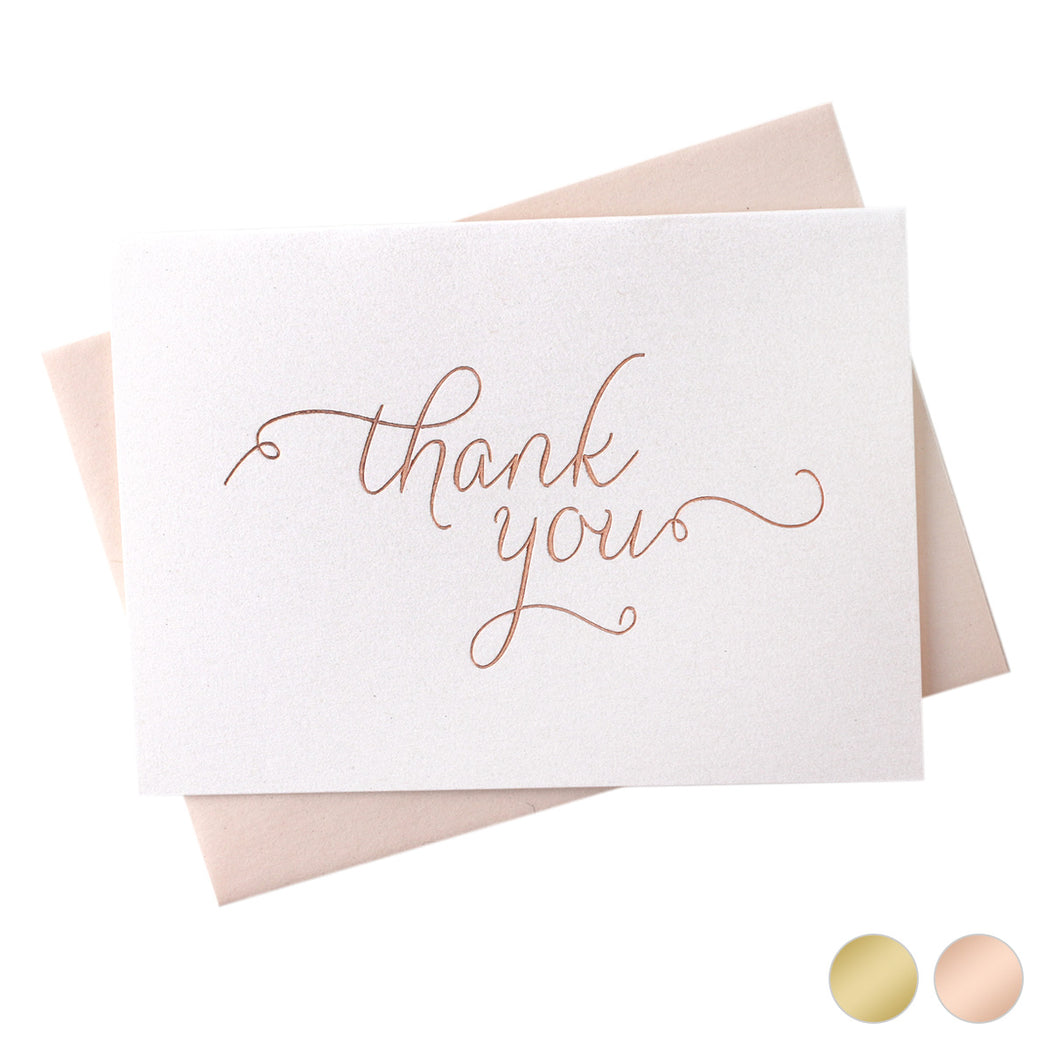 Rose Gold Foil Simple Thank You Card Thin Style