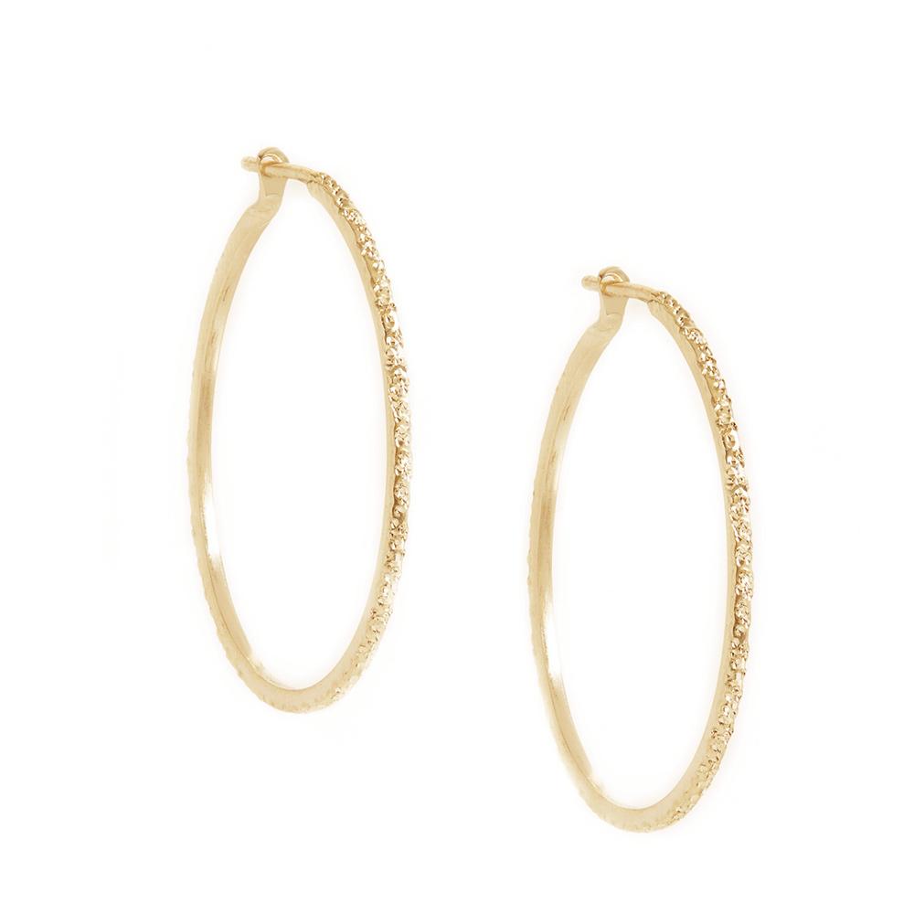 Diamond Dusted Yellow Gold Hoop Earrings