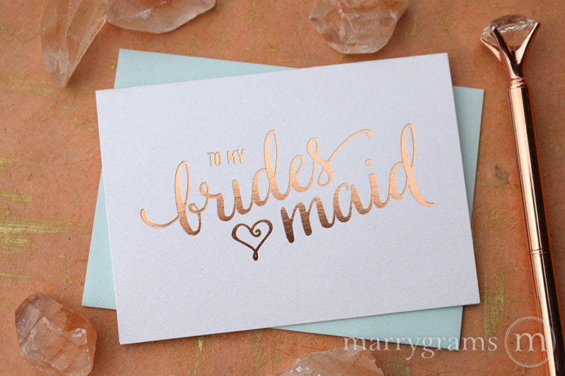 Rose Gold Foil Heart Style Bridesmaid Thank You Cards