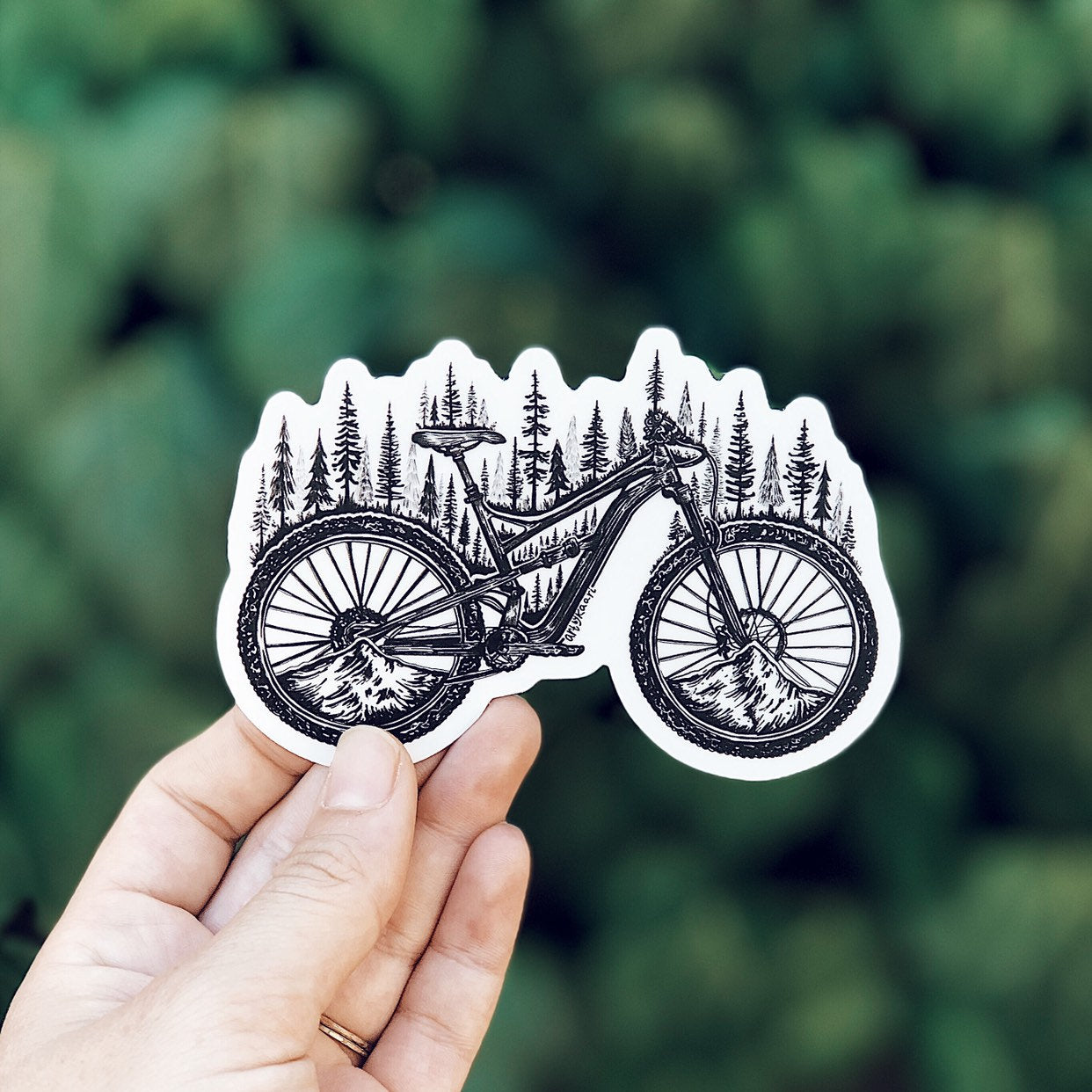 Forested Bicycle Vinyl Sticker