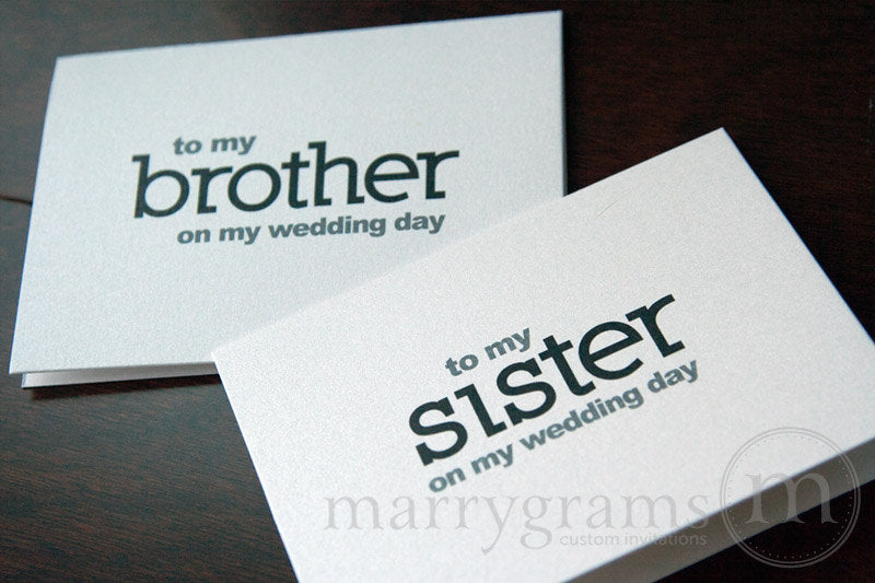 To My Family brother and sister Wedding Day Card Block Style